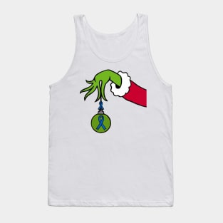 The Green Mean One holding a Awareness Ribbon Christmas Ball (Blue) Tank Top